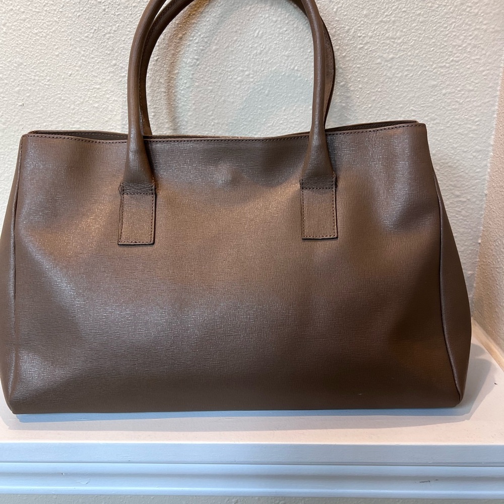 Furla Taupe Leather Twist lock Shoulder bag